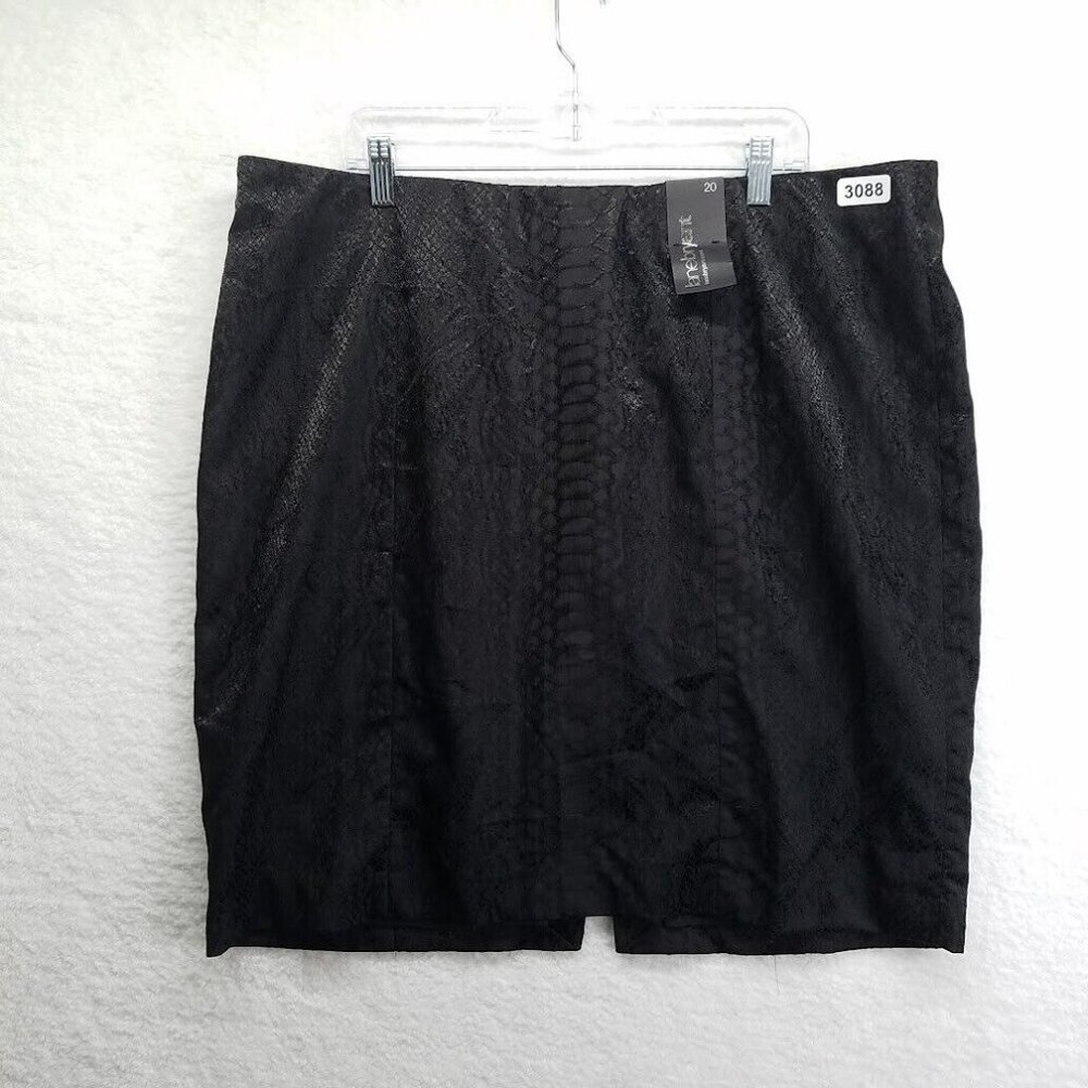 New Lane Bryant Womens Skirt Size 20 Black Straight Lined Faux Reptile‎ Imprint